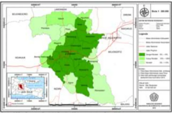 Gambar 4. Peta Persentase Penduduk Buta Huruf  Kabupaten Jombang Tahun 2015