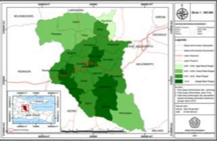 Gambar 6. Peta Tingkat Ketahanan Pangan Terhadap  Kerawanan Pangan Kabupaten Jombang Tahun 2015