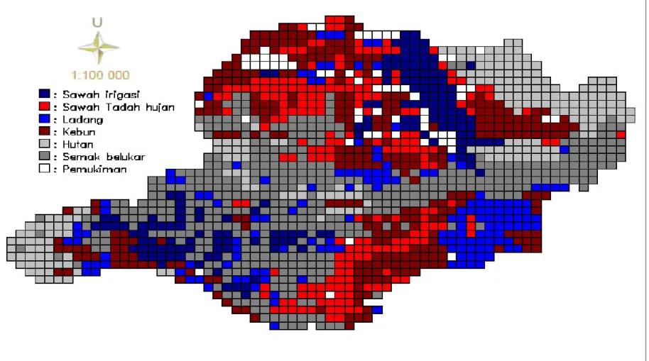Gambar 7. Penyebaran penggunaan lahan Sub DAS Cibeet Hulu 