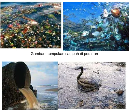 Gambar : tumpukan sampah di perairan 