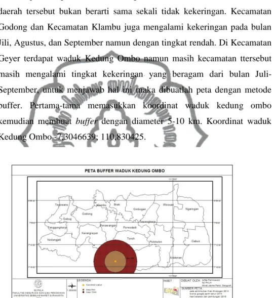 Gambar 4. Peta Buffer Waduk Kedung Ombo