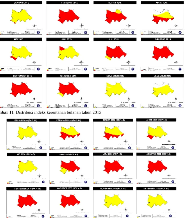 Gambar 11  Distribusi indeks kerentanan bulanan tahun 2015 
