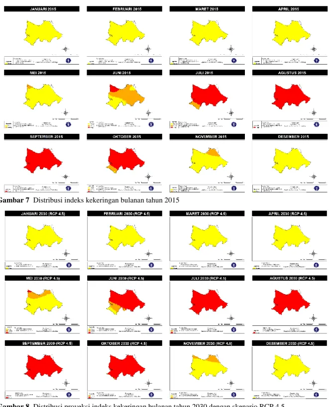 Gambar 7  Distribusi indeks kekeringan bulanan tahun 2015