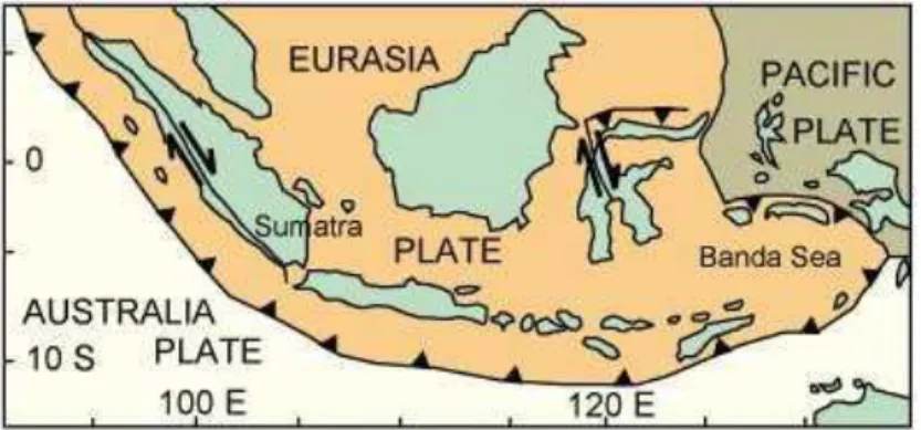 Gambar 2. Konfigurasi lempeng tektonik dan penyebaran gunungapi di daerah  Halmahera – Sulawesi Utara (2)