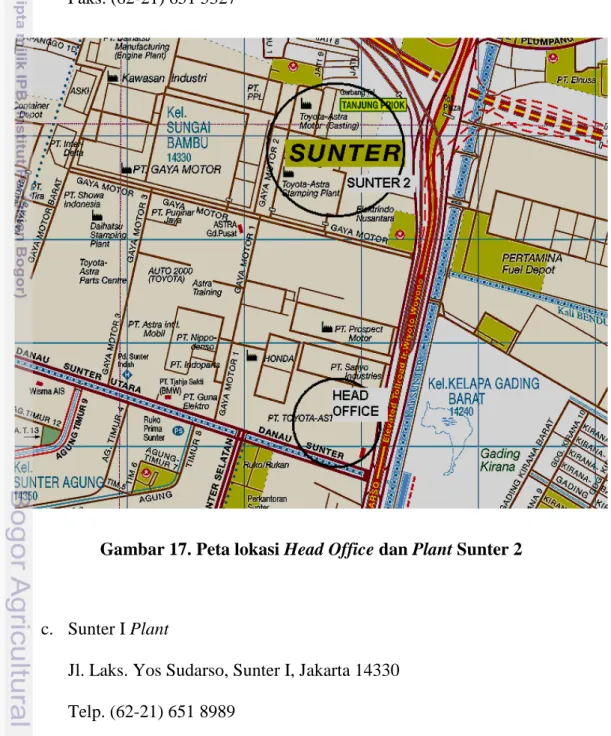 Gambar 17. Peta lokasi Head Office dan Plant Sunter 2 