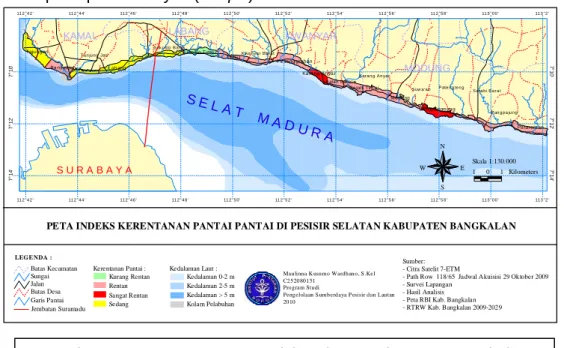 Gambar 1. Peta Kerentanan Pesisir Selatan Kabupaten Bangkalan 