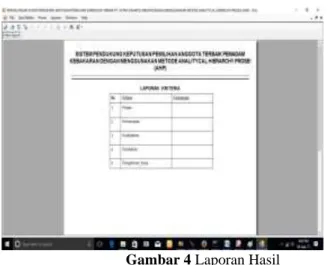 Gambar 4 Laporan Hasil 