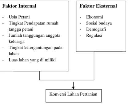 Gambar  4.  Diagram  Faktor  Ekternal  Internal  Pemicu  Konversi  Lahan  Pertanian 