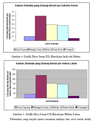 Gambar 5. Grafik Daya Serap CO2 Bersih per Hektar Lahan 