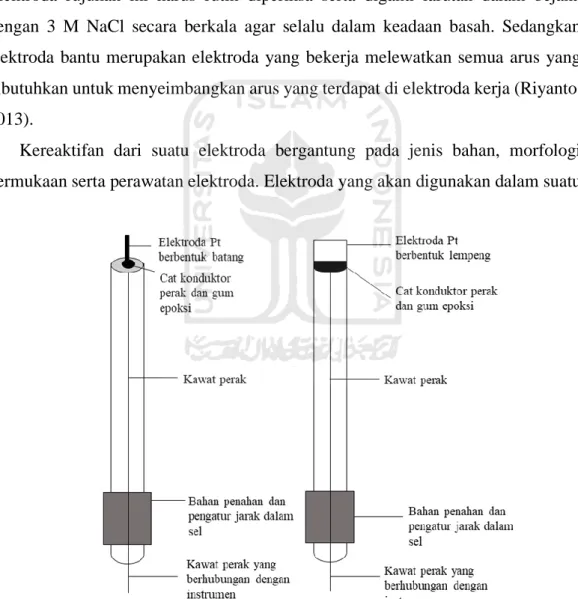 Gambar 3. Elektroda kerja dan pembanding buatan (Riyanto, 2013). 