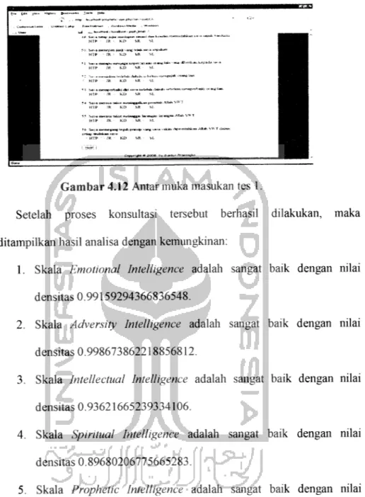 Gambar 4.12 Antar muka masukan tes 1.