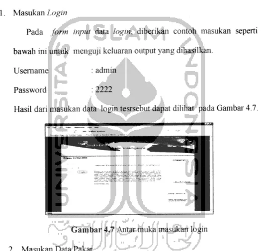 Gambar 4.7 Antar muka masukan login