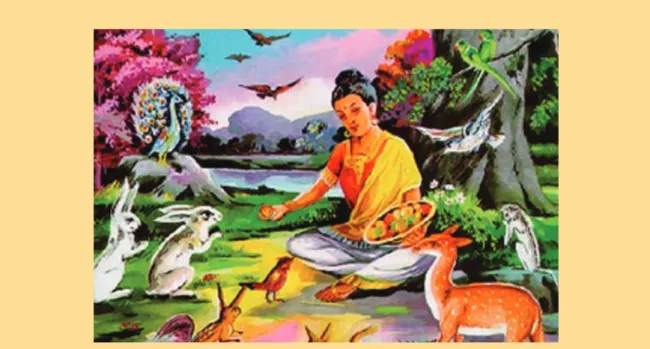 Gambar 2.4 Pangeran Siddharta Bersahabat dengan Binatang