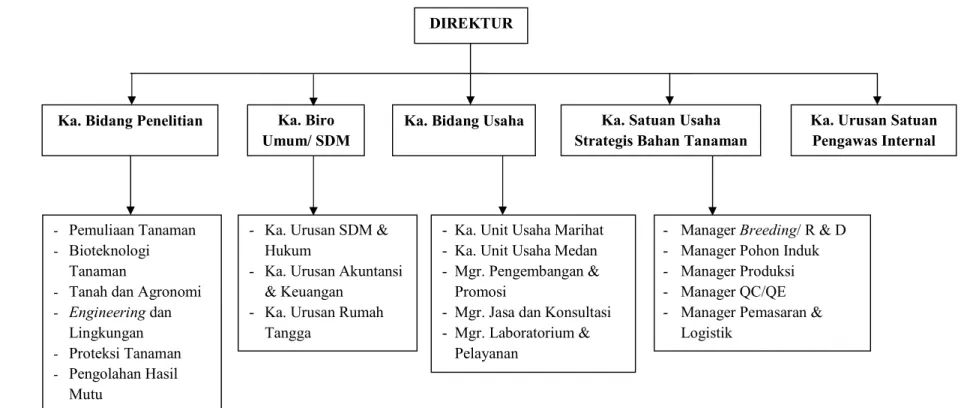 Gambar 3. Struktur Organisasi Pusat Penelitian Kelapa Sawit (PPKS) DIREKTUR 