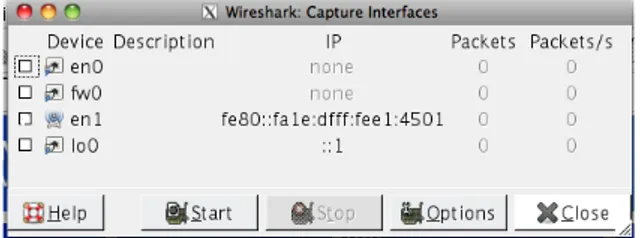 Gambar 13.5 Tampilan pilihan interface dimana wireshark beroperasi 