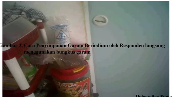 Gambar 3. Cara Penyimpanan Garam Beriodium oleh Responden langsung  menggunakan bungkus garam  