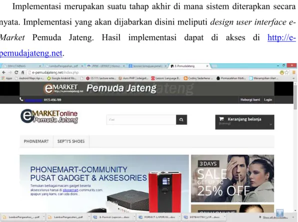 Gambar 5.6 : Halaman depan e-pemudajateng.net