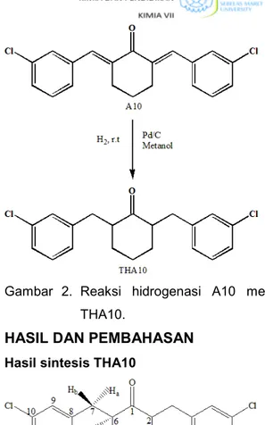 Gambar  2.  Reaksi  hidrogenasi  A10  menjadi  THA10. 