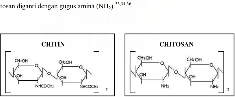 Gambar 2. Struktur Chitin dan Chitosan36 