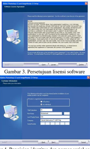 Gambar 3. Persetujuan lisensi software 