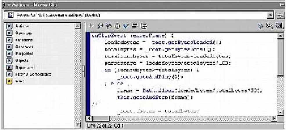 Gambar 2.9.  Actionscript Pada Flash MX 