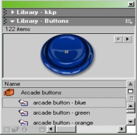 Gambar 2.10.  Library Tempat Penyimpanan Objek Pada Flash MX