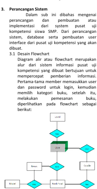 Diagram  alir  atau  flowchart  merupakan  alur  dari  sistem  informasi  pusat  uji  kompetensi  yang  dibuat  bertujuan  untuk  mempercepat  pemberian  informasi