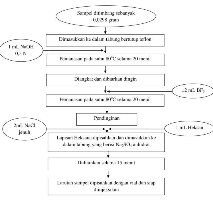 Gambar 6. Prosedur hidrolisis dan metilasi asam lemak  Sumber : BB- Pasca Panen Bogor (2012) 