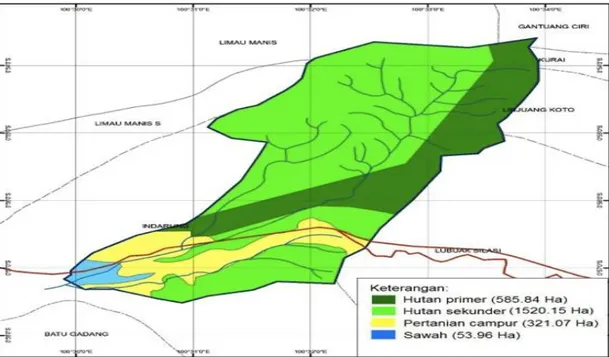 Gambar 5.  Map cropping tutupan lahan Sub DAS Lubuk Paraku.  