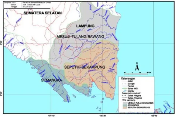 Gambar 1. Pembagian wilayah sungai di Provinsi Lampung. 