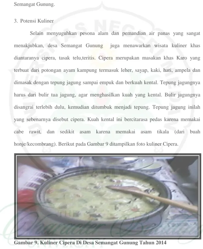 Gambar 9. Kuliner Cipera Di Desa Semangat Gunung Tahun 2014 