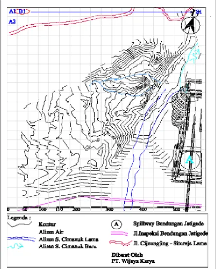 Gambar 2 Data Kontur Tanah Yang Dibagi Dengan Klaster 30 meter  (Sumber : Proyek Perkuatan Lereng Kiri Kaki Bendungan Jatigede, Sumedang)  Analisis Elevasi Lapisan Tanah 