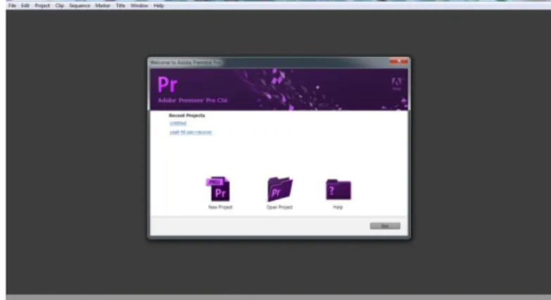 Gambar IV.13 Tampilan awal Adobe Premiere Pro CS6  Sumber: Pribadi (2019)