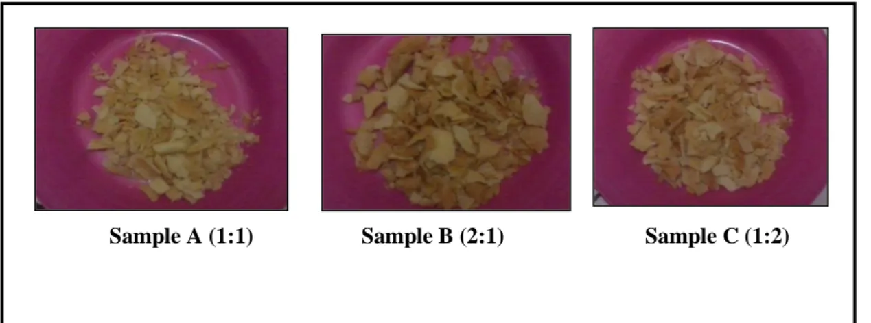 Gambar 1. Sereal makanan dengan tiga taraf perbandingan yang akan diuji 
