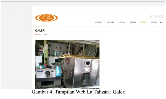 Gambar 4. Tampilan Web La Tahzan : Galeri  Tampilan Halaman Profil Elegi 