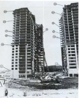 Gambar 1 Bangunan Skyline Plaza Setelah Keruntuhan  (Leyendecker &amp; Fattal, 1977) 