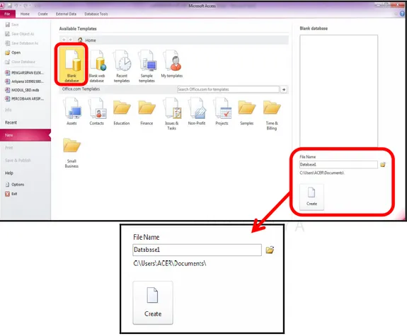 Gambar 3.3 File Name Microsoft Access 