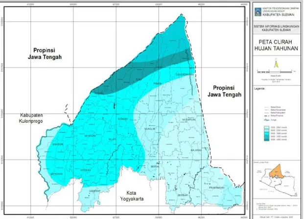 Gambar 2-5. Peta Curah Hujan di Kabupaten Sleman