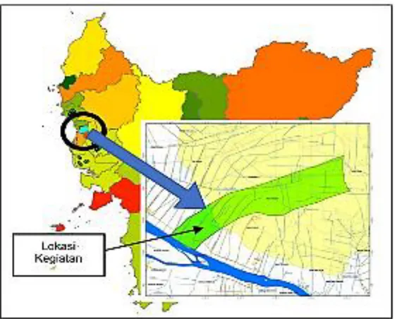 Gambar 1. Peta lokasi kegiatan di Desa Wajok Hilir Kecamatan Siantan Kabupaten Mempawah  Provinsi Kalimantan Barat (Herawati dan Kartini, 2019) 