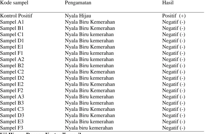 Tabel 3. Uji Warna Kertas Tumerik 