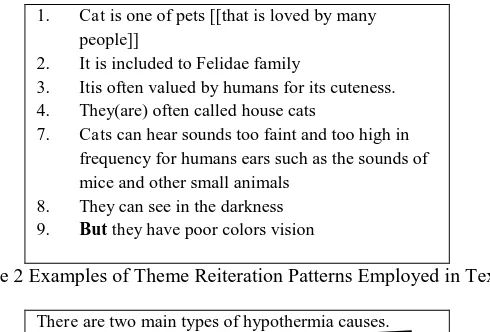 Figure 2 Examples of Theme Reiteration Patterns Employed in Text 5  