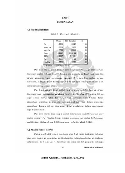 BAB 4 PEMBAHASAN. 4.1 Statistik Deskriptif Tabel 4.1 Descriptive Statistics