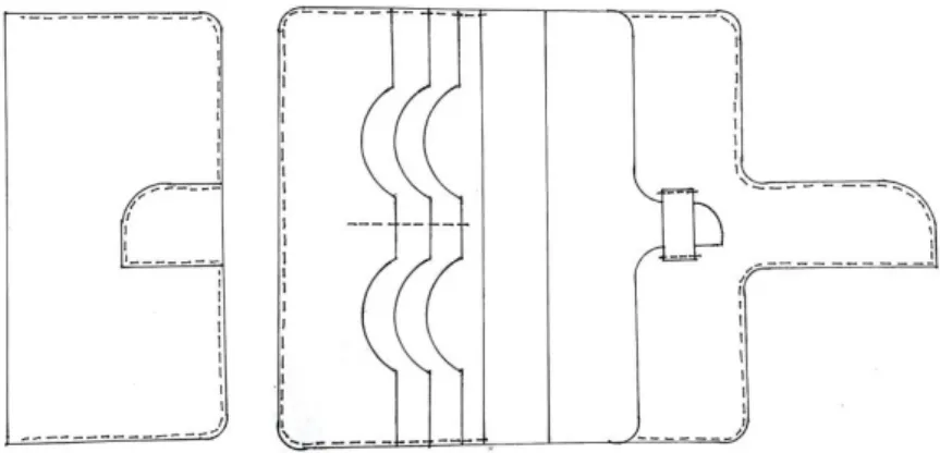 Gambar 9. Alternatif 3 desain interior (kanan) dan eksterior (kiri) long wallet 2  (Dokumentasi Abdul Muntolib 2017) 