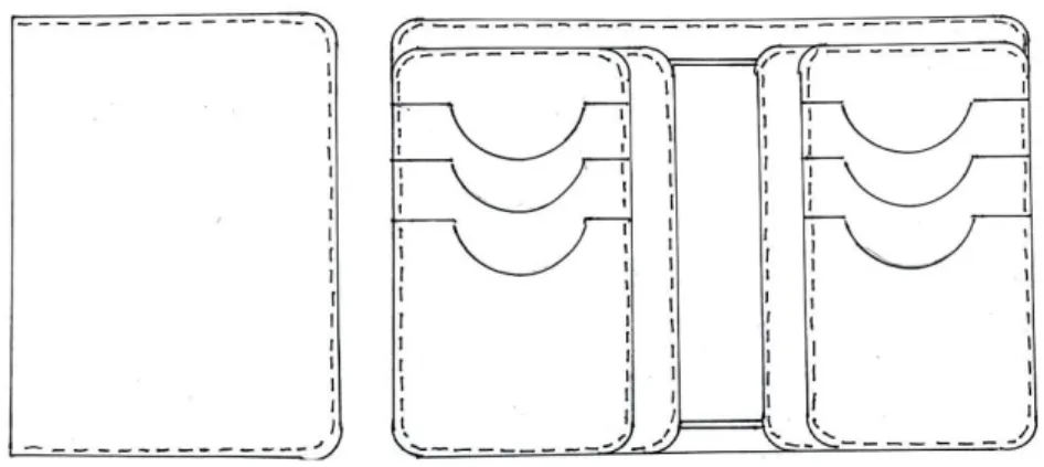 Gambar 28. Alternatif 2 desain interior (kanan) dan eksterior (kiri) medium  wallet 