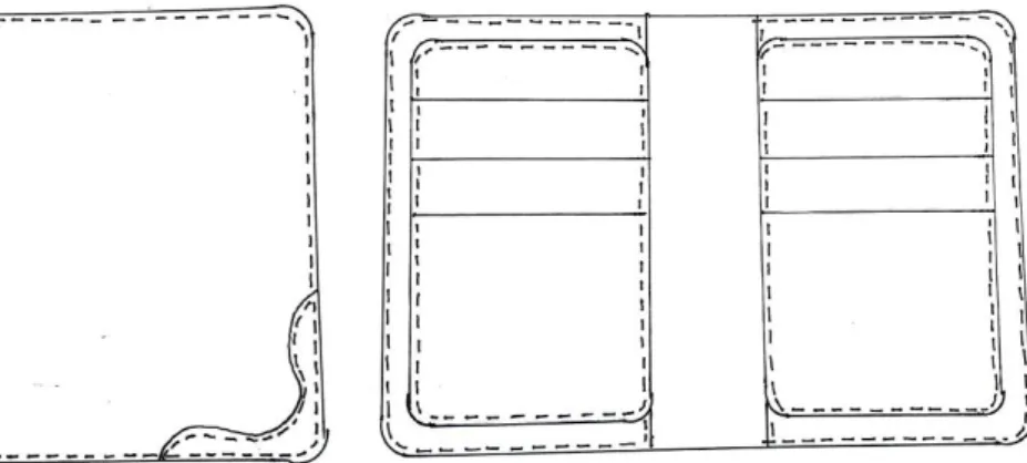 Gambar 29. Alternatif 3 desain interior (kanan) dan eksterior (kiri) medium  wallet 