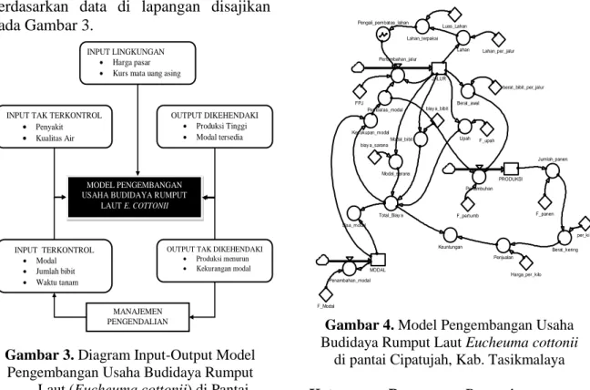 Gambar 3. Diagram Input-Output Model  Pengembangan Usaha Budidaya Rumput         Laut (Eucheuma cottonii) di Pantai 