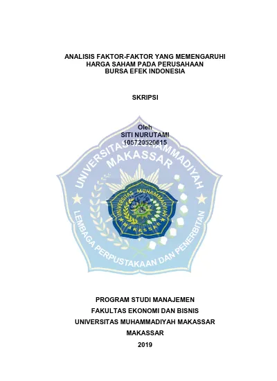 ANALISIS FAKTOR-FAKTOR YANG MEMENGARUHI HARGA SAHAM PADA PERUSAHAAN ...