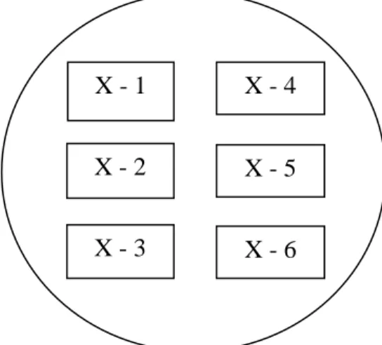 Gambar 3.1 Daerah X 1 – X 6 diacak posisinya untuk tiap kelinci. 