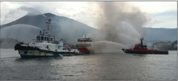 Gambar I-1:  Kondisi  kapal saat terjadi kebakaran. 