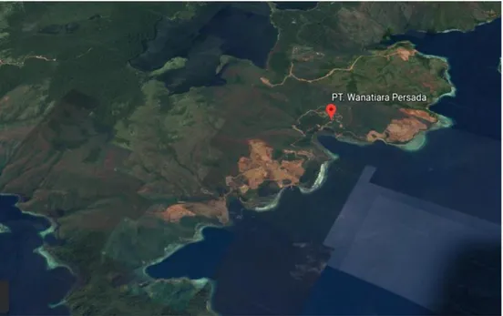 Gambar 2. Lokasi pengambilan sampel di PT. Wanatiara Persada (Google Earth) 